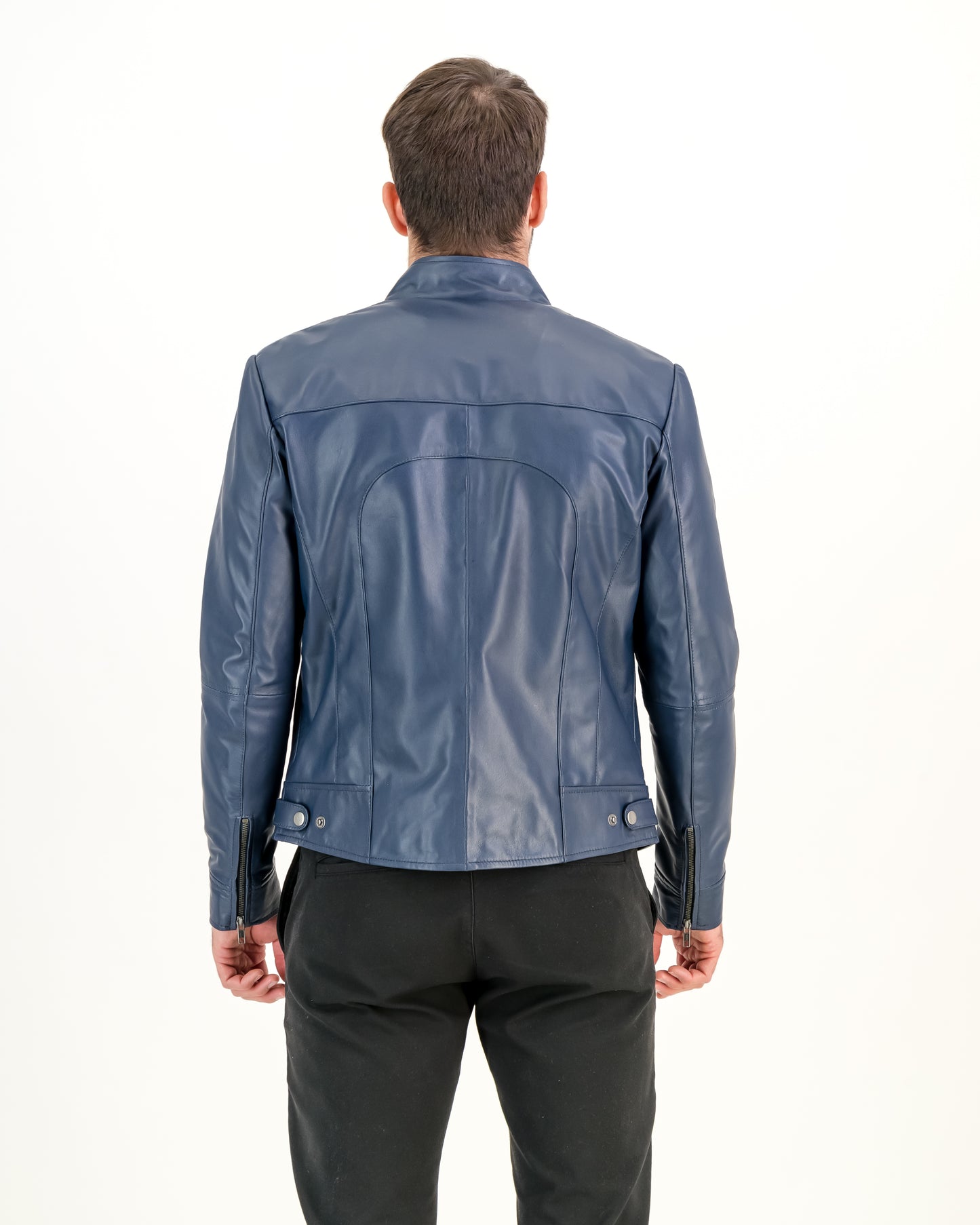 Men's Navy Blue Slim-Fit Leather Jacket- Supreme Leather Supreme Leather