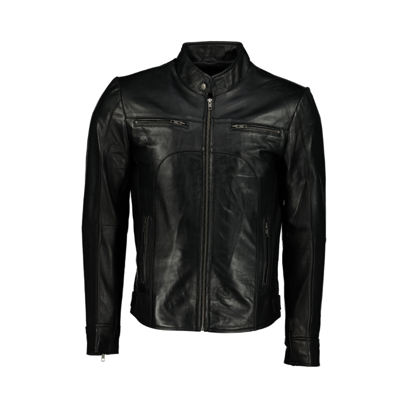 Men's Classic Slim Fit Leather Jacket (Black) - Supreme Leather - Supreme Leather Supply 