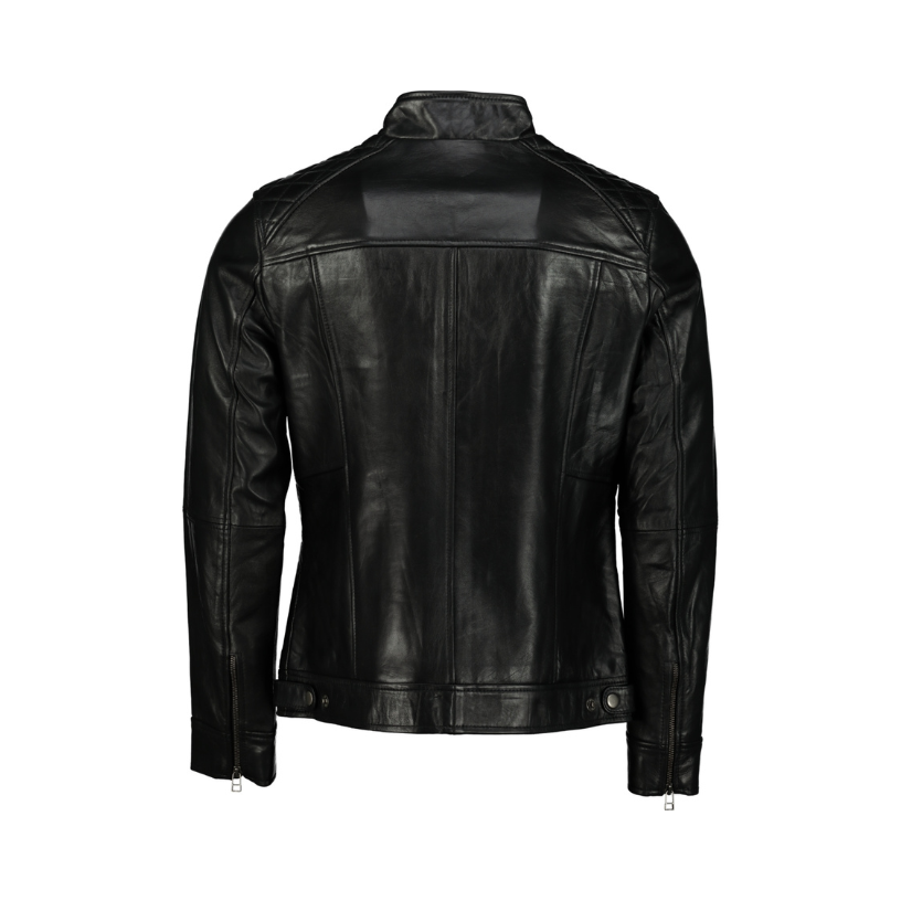 Men's Classic Slim Fit Leather Jacket (Black) - Supreme Leather - Supreme Leather Supply 