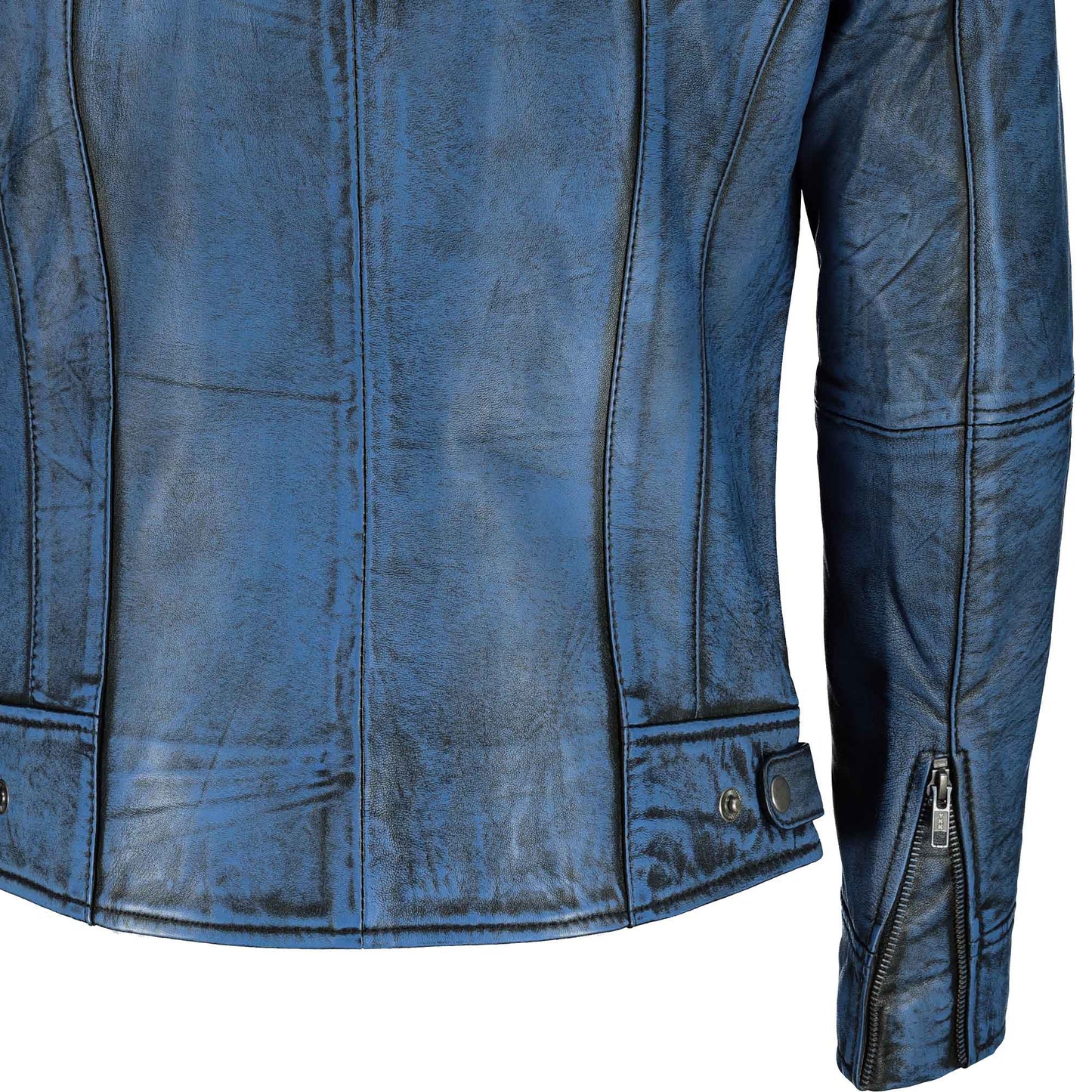 Classic Slim Fit Leather Jacket (Stained Blue)- Supreme Leather Supreme Leather