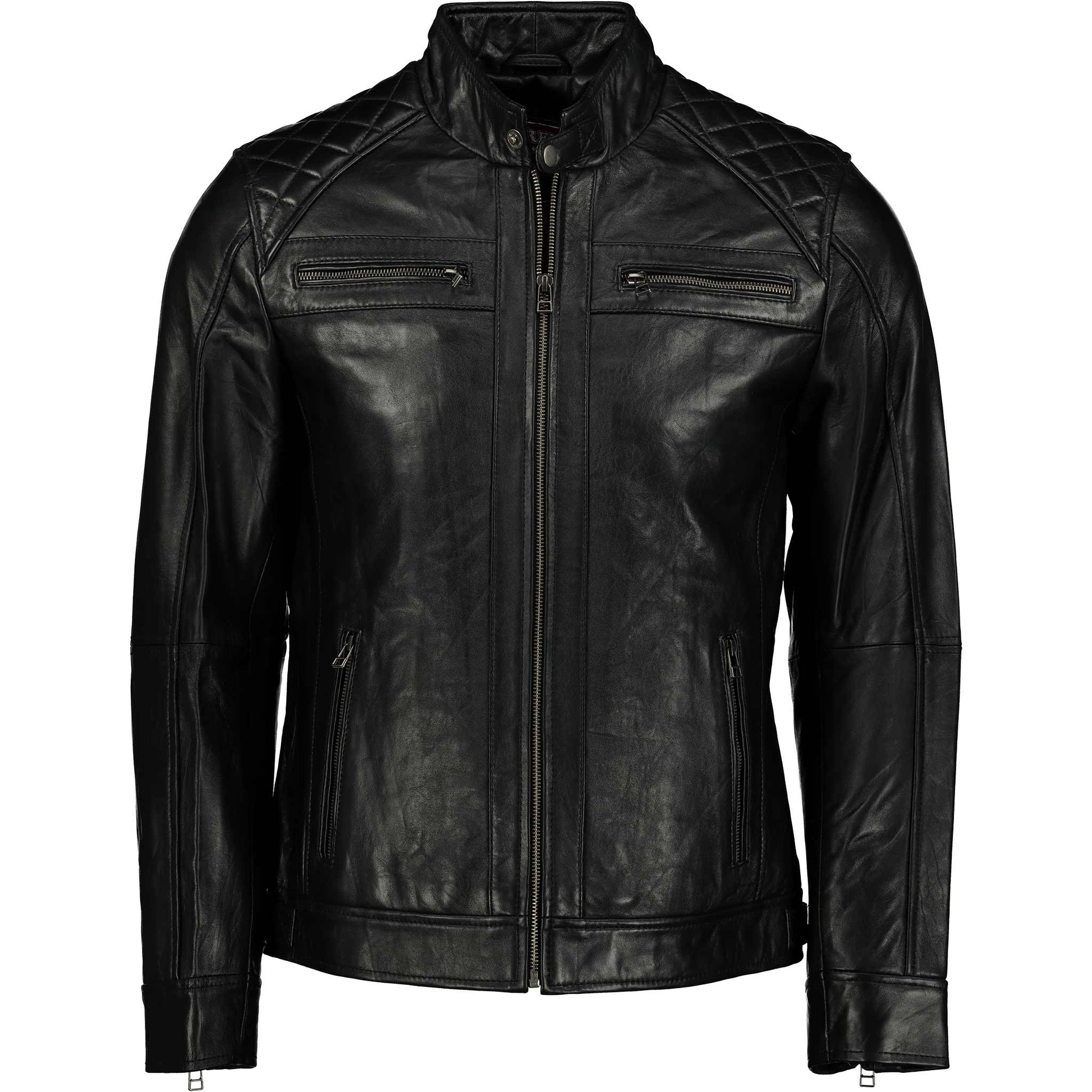 Men's Black Elite Slim Fit leather Jacket (Black)- Supreme Leather Supreme Leather