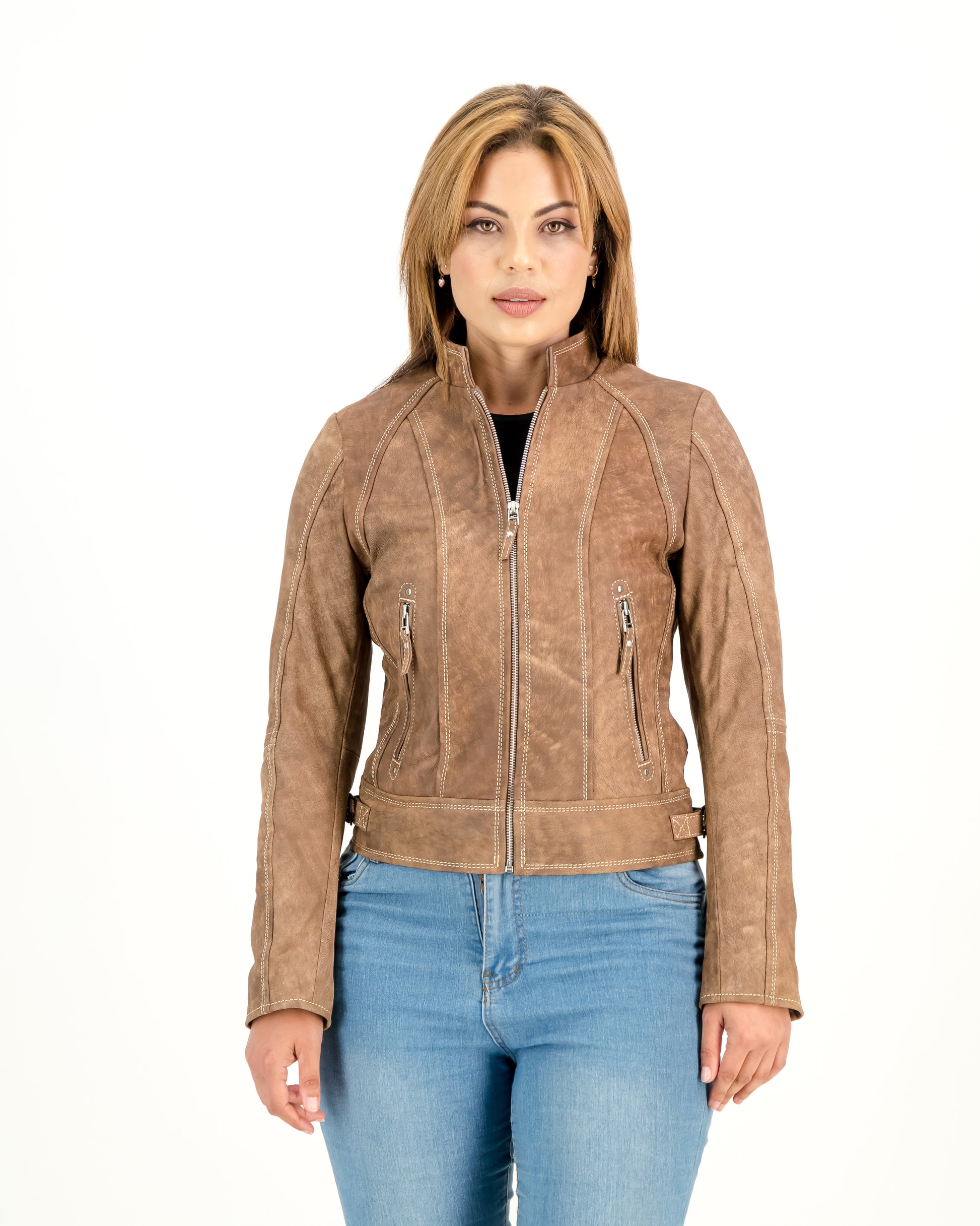 Women's Bella Rusty Brown 100% Napa Leather Jacket- Supreme Leather Supreme Leather