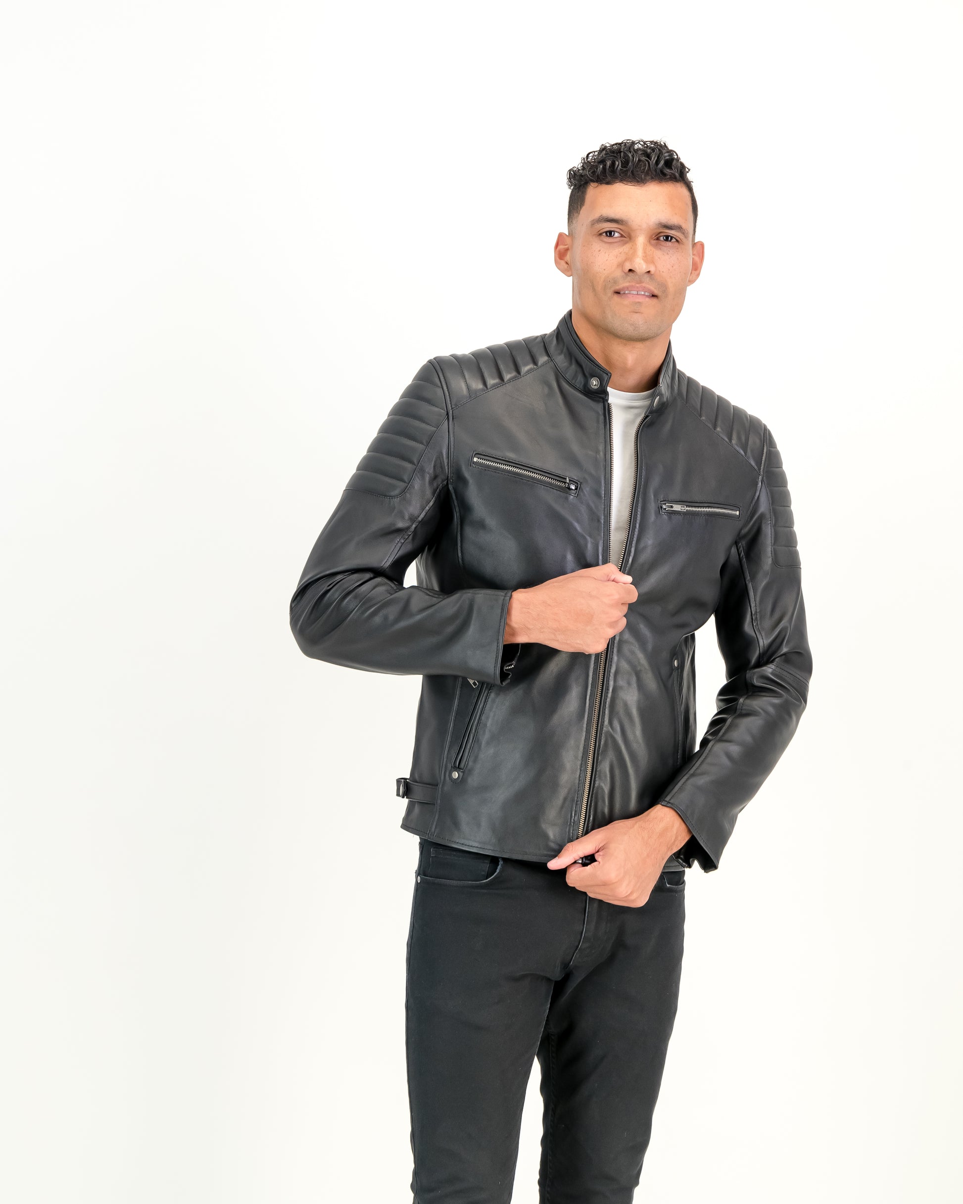 Men's Billy-J Black Leather Jacket- Supreme Leather