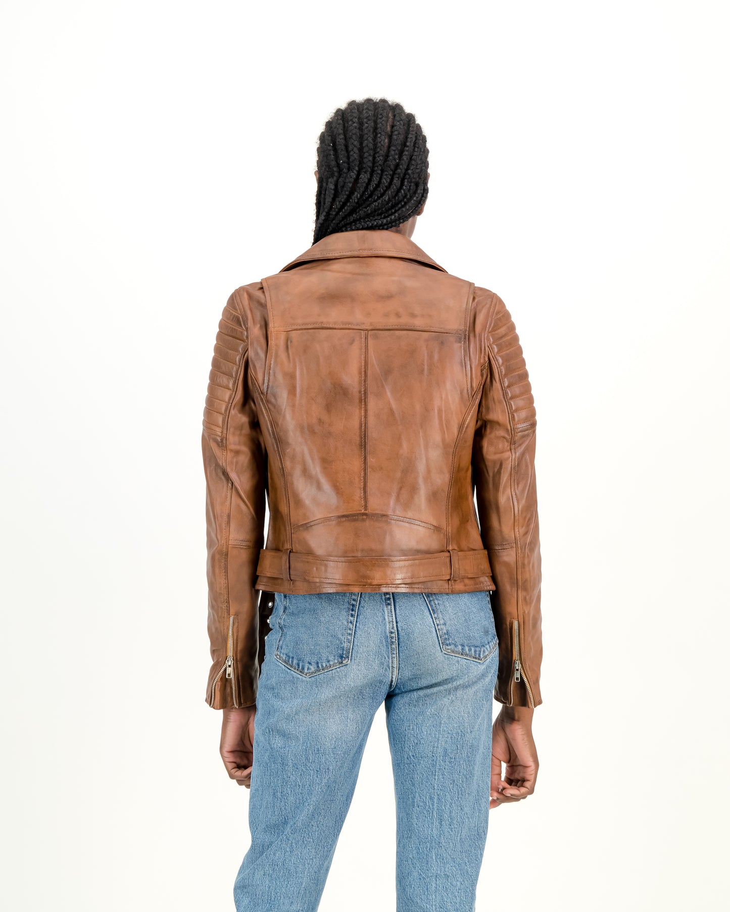 Women's Cargo Biker Waxed Brown 100% Leather Jacket- Supreme Leather Supreme Leather