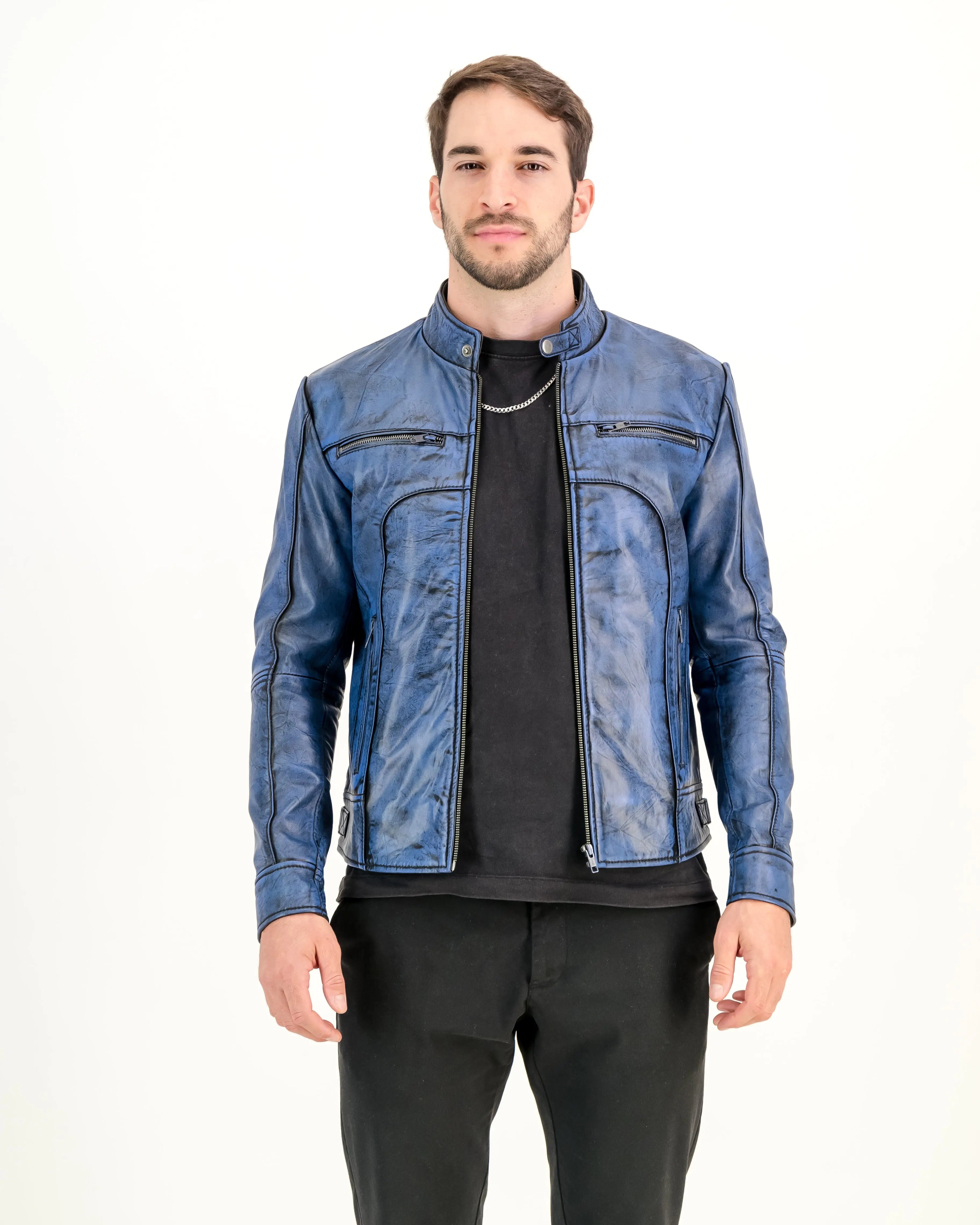 Quilted Slim Fit Motorcycle Biker Jacket Men's Black Punk Zip PU Leather  Coats | eBay