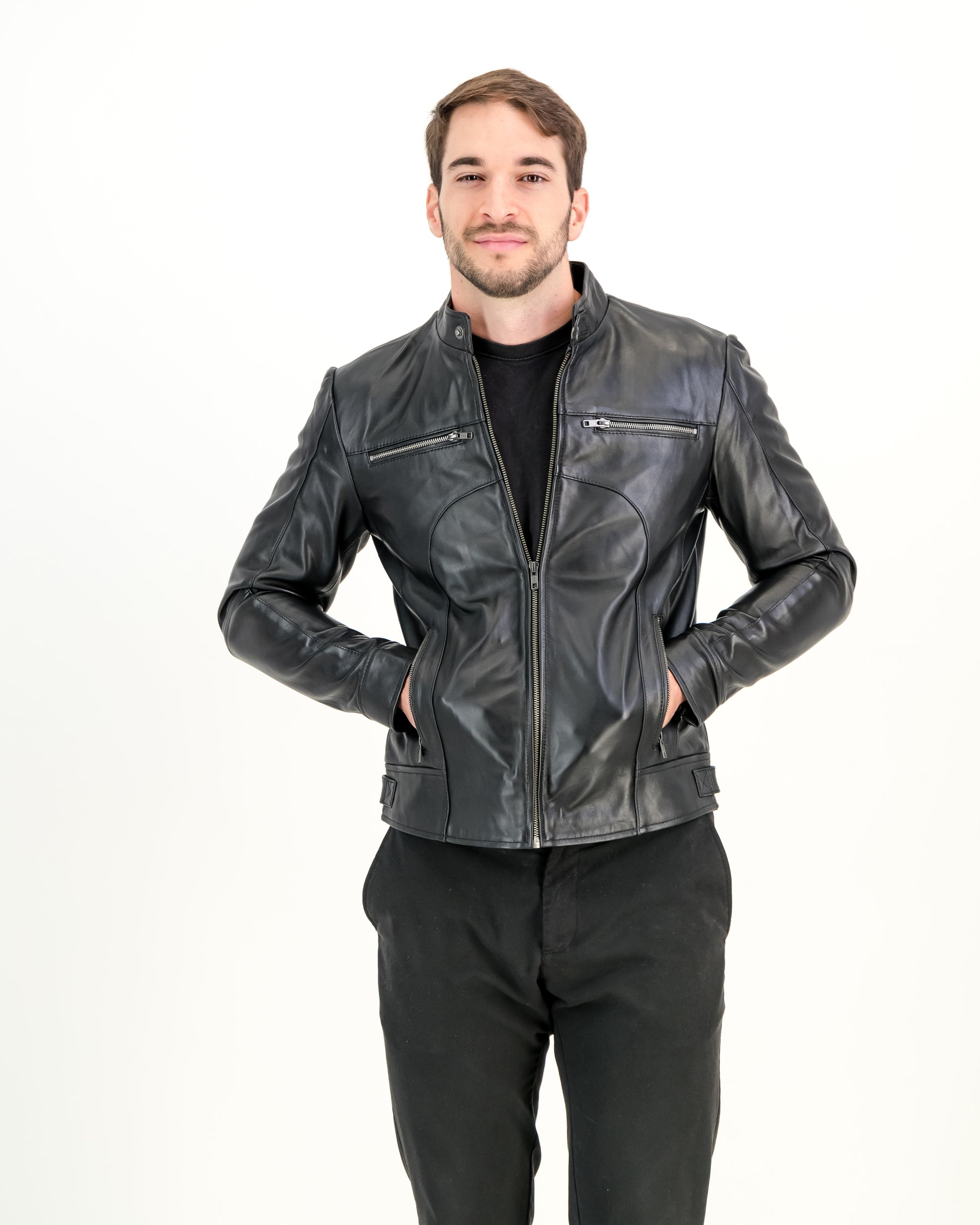 Men's Classic Slim Fit Leather Jacket (Black) - Supreme Leather Supreme Leather