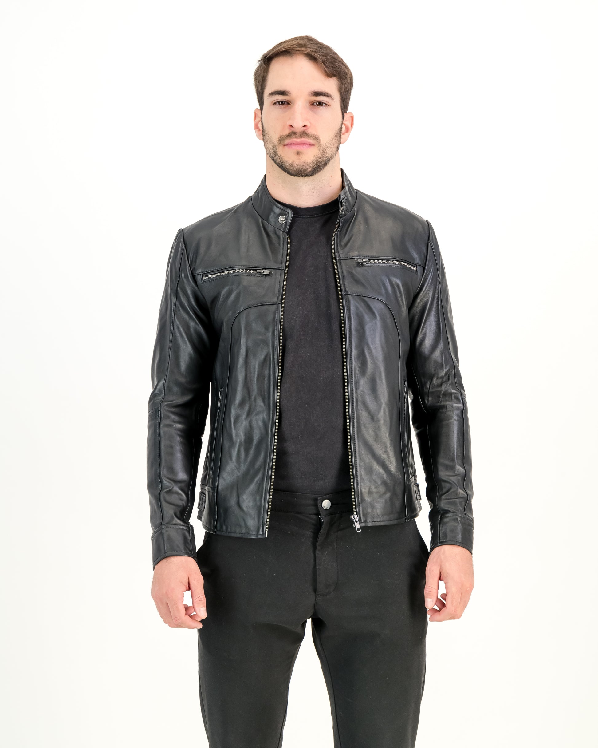 Men's Classic Slim Fit Leather Jacket (Black) - Supreme Leather Supreme Leather