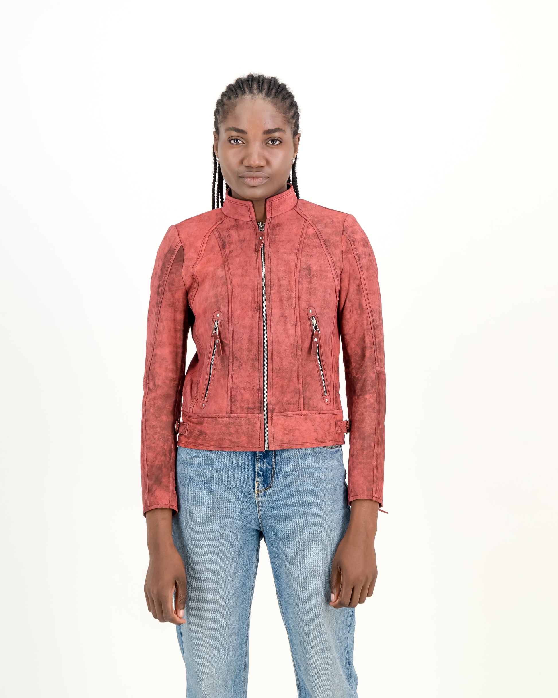 Women's Elba Leather Jacket (Snuff Red) - Verrati Verrati
