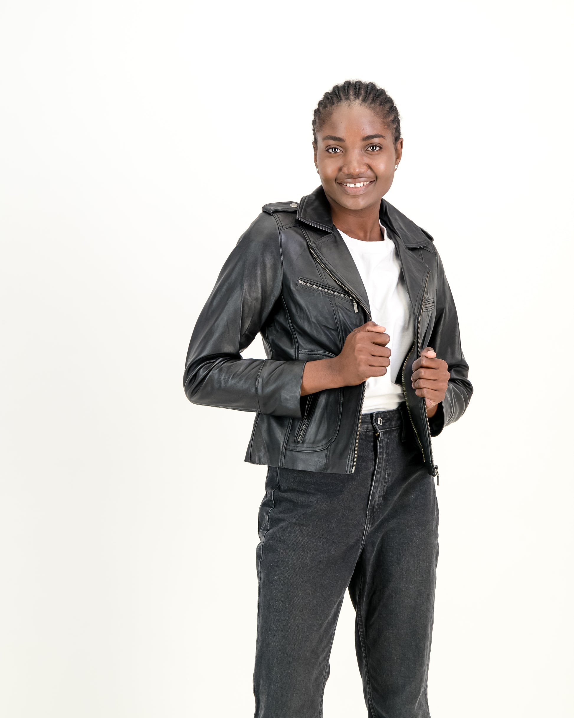 Women's Lady Jane Black Slim Fit 100% Napa Leather Jacket - Supreme Leather Supreme Leather