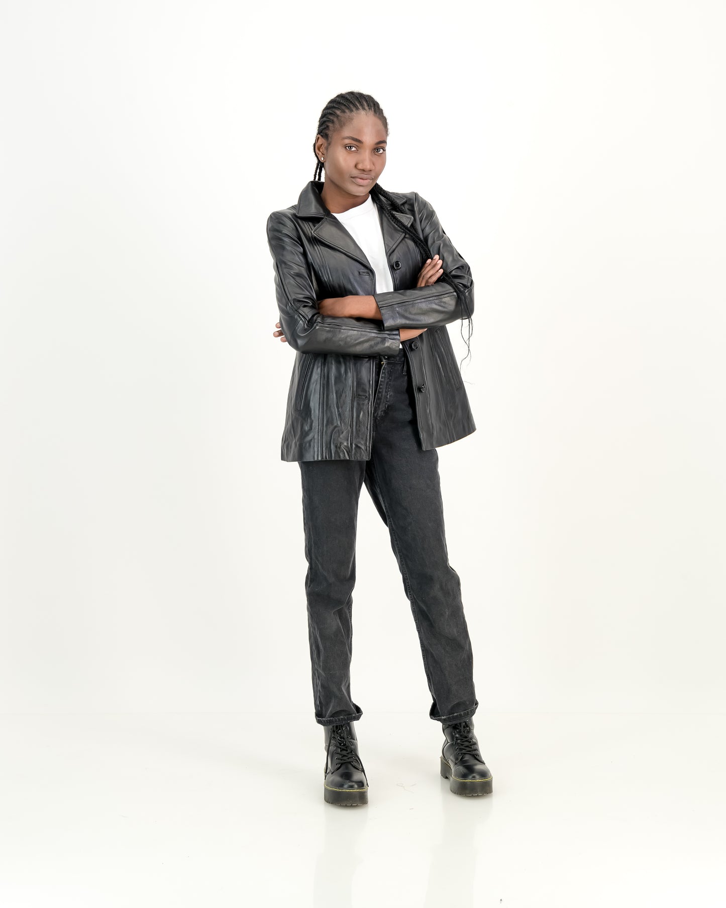 Women's Victoria Long Coat Leather Jacket (Black) - Supreme Leather Supreme Leather