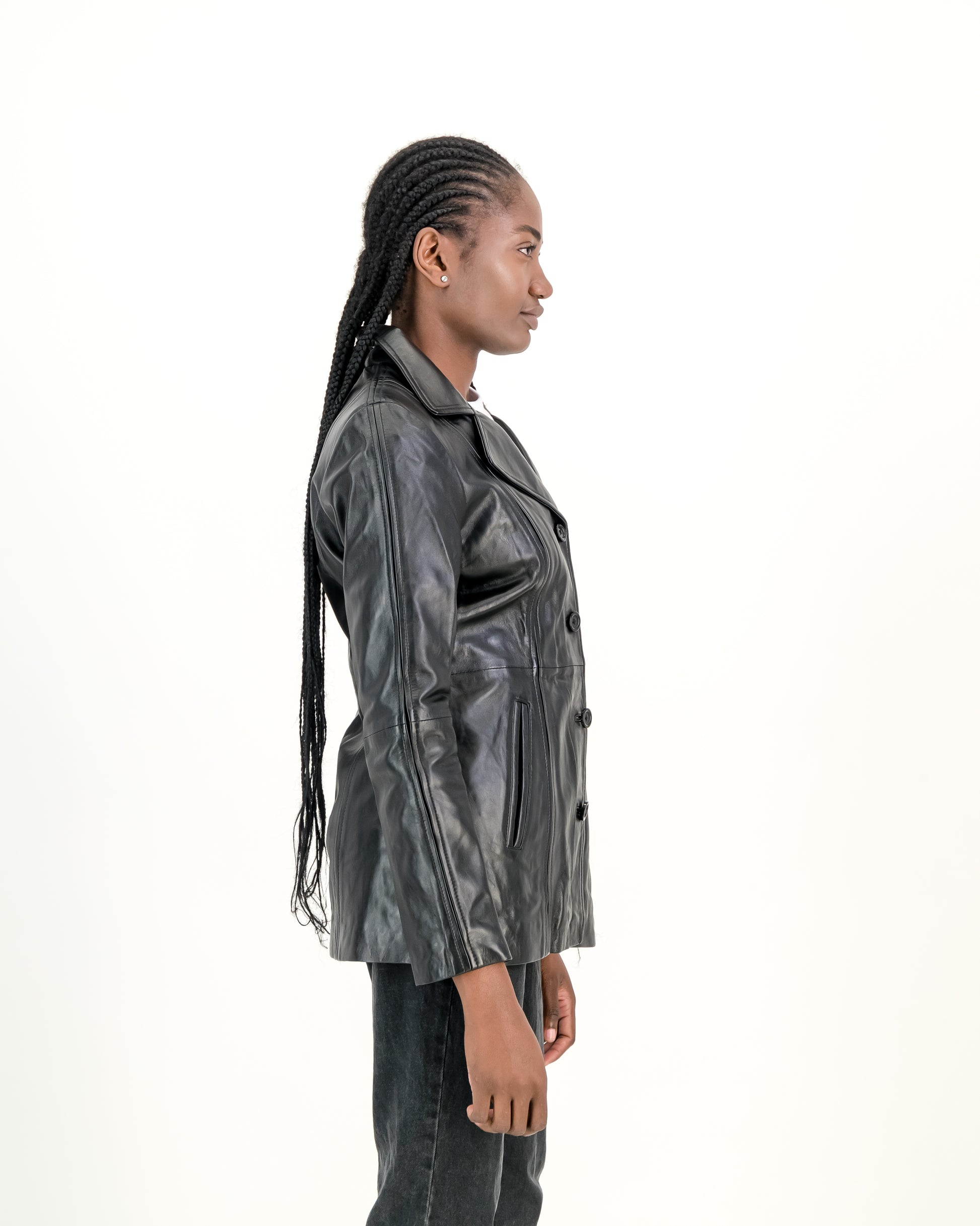 Women's Victoria Long Coat Leather Jacket (Black) - Supreme Leather Supreme Leather