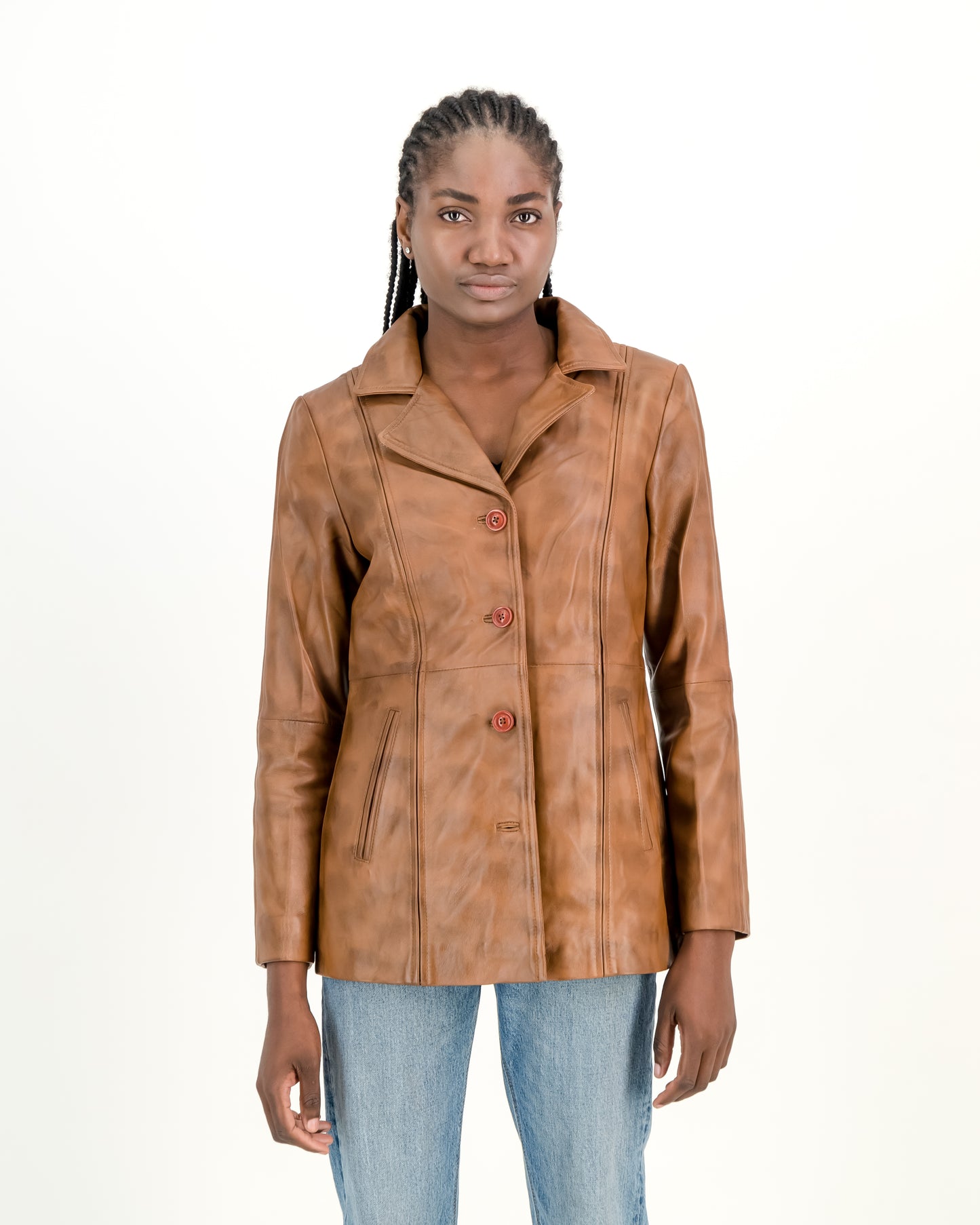 Women's Victoria Long Coat Leather Jacket Waxed Brown - Supreme Leather Supreme Leather