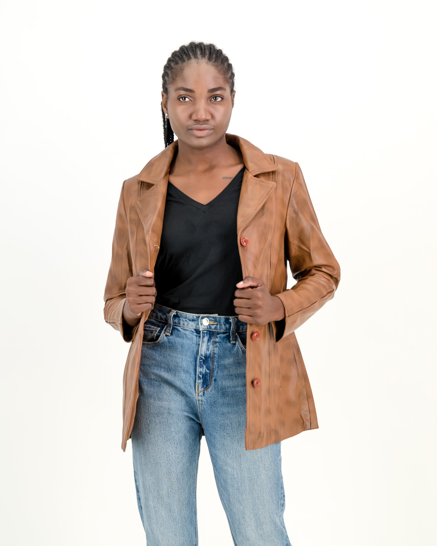 Women's Victoria Long Coat Leather Jacket Waxed Brown - Supreme Leather Supreme Leather