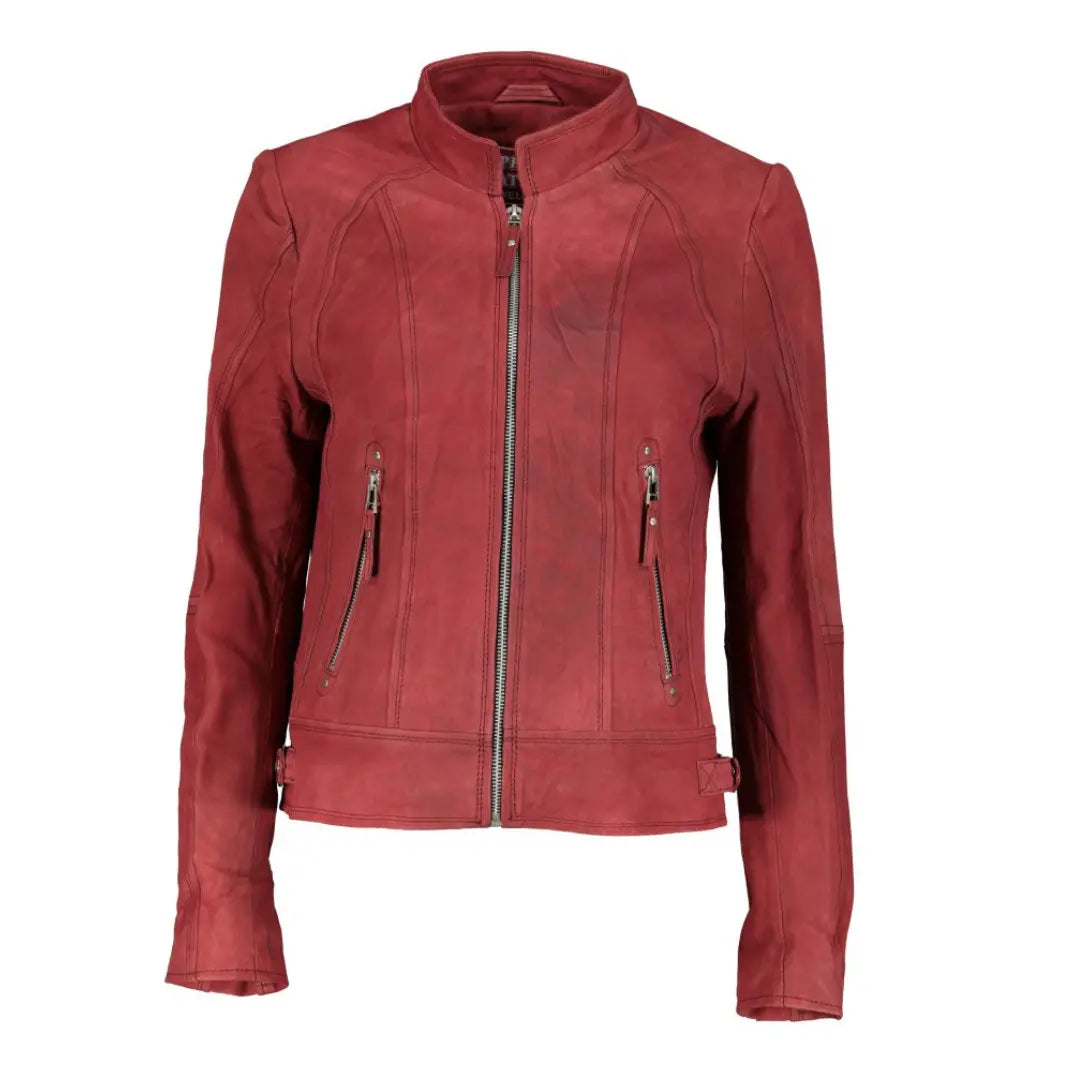 Women's Elba Leather Jacket (Snuff Red) - Verrati Verrati