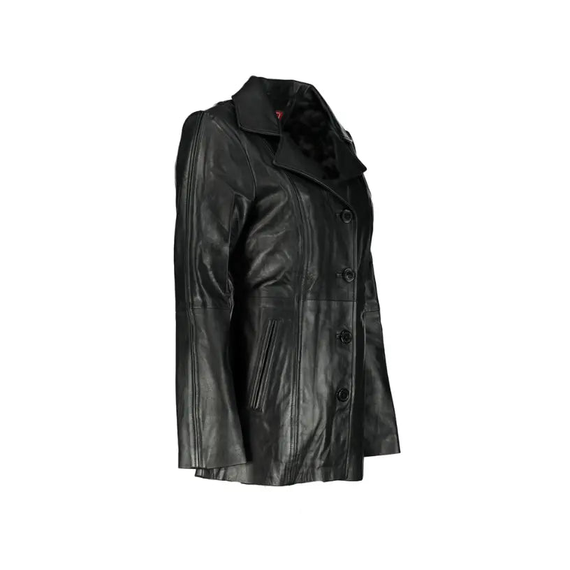 Women's Victoria Long Coat Leather Jacket (Black) - Supreme Leather - Supreme Leather Supply 