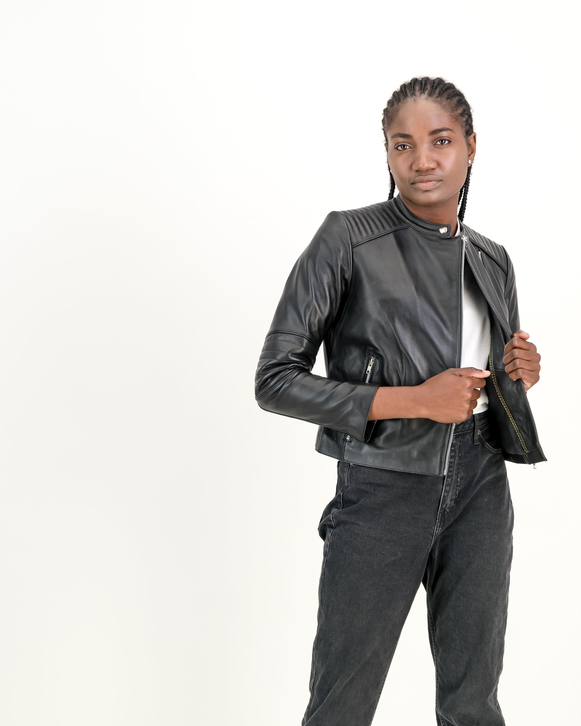 Women's Zara Moto Black Slim Fit 100% Napa Leather Jacket - Supreme Le –  Supreme Leather
