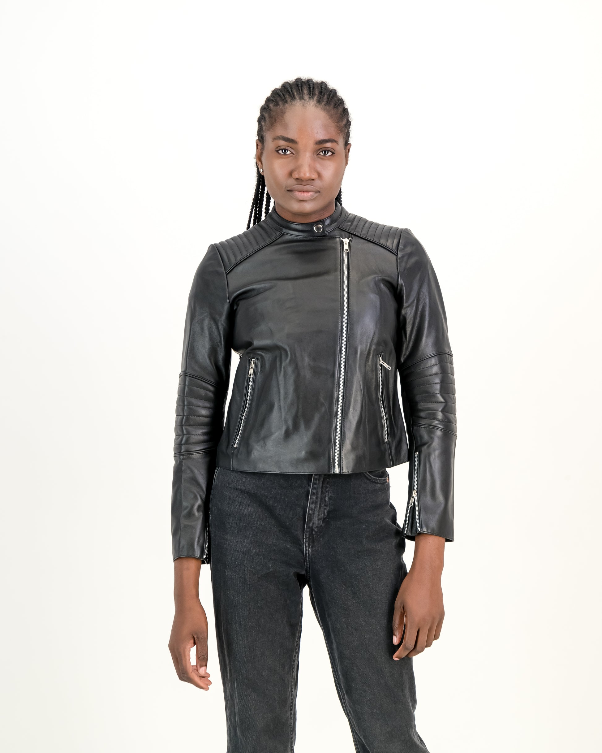 Women's Zara Moto Black Slim Fit 100% Napa Leather Jacket - Supreme Leather Supreme Leather