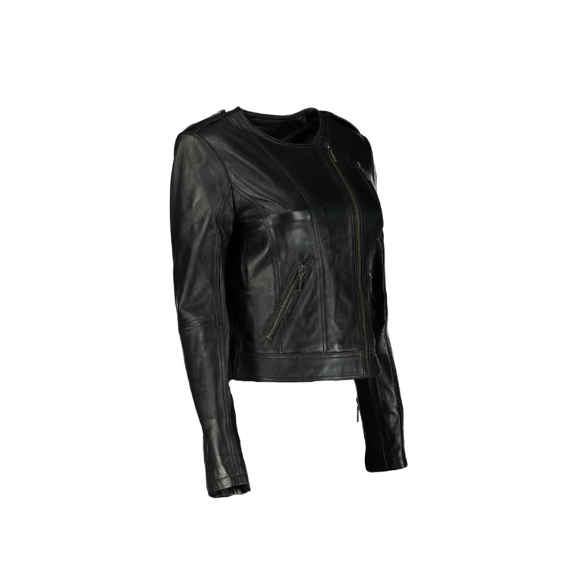 Women's Luna Biker Leather Jacket (Black) - Supreme Leather - Supreme Leather Supply 