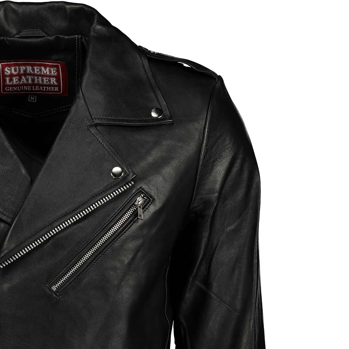 Men's Black Super Biker 100% Napa Leather Jacket- Supreme Leather Supreme Leather